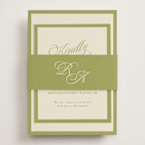 "rory" - RSVP Online Enclosure Cards in Olive by Ellen Schlegelmilch - Assembled with Belly Band