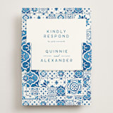 "watercolor tile" - RSVP Online Enclosure Cards in Navy by Anastasia Makarova - Assembled with Belly Band
