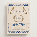 "Gilded" - RSVP Online Enclosure Cards in Cerulean by GeekInk Design - Assembled with Belly Band