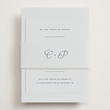 "Modernne" - RSVP Online Enclosure Cards in Powder by Carolyn MacLaren - Assembled with Belly Band