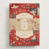 "Japanese Textile" - RSVP Online Enclosure Cards in Rose by Jennifer Holbrook - Assembled with Belly Band