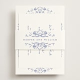 "Daisy Toile" - RSVP Online Enclosure Cards in Blue Willow by Susan Zinader - Assembled with Belly Band