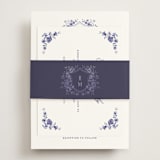 "Blooming Crest" - RSVP Online Enclosure Cards in Plum by Cass Loh - Assembled with Belly Band