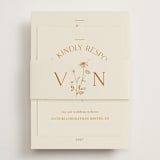 "Floral Type Arch" - RSVP Online Enclosure Cards in Cream by Baumbirdy - Assembled with Belly Band