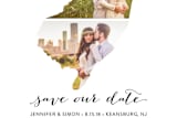 "New Jersey Love Location" - Save the Dates in Wedding Dress by Heather Buchma - Close-Up