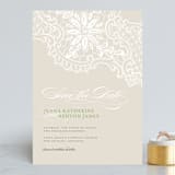 "White Lace" - Save the Dates in Green Field by Lauren Chism - Front