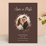"Rustic Modern Floral" - Save the Dates in Mocha by Gray Star Design - Front