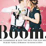 "BOOM Pop the Champagne" - Save the Dates in Midnight by Erika Firm - Close-Up