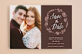 "Rustic Modern Floral" - Save the Dates in Mocha by Gray Star Design - Front