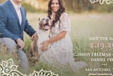 "White Lace" - Save the Dates in Blush by Lauren Chism - Close-Up