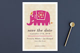 "Indian Elephant" - Save the Dates in Magenta by Alex Elko Design - Front