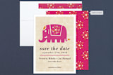 "Indian Elephant" - Save the Dates in Magenta by Alex Elko Design - Assembled
