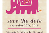 "Indian Elephant" - Save the Dates in Magenta by Alex Elko Design - Close-Up