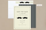 "Stache + Stache" - Save the Dates in Creme by Penelope Poppy - Assembled