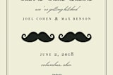 "Stache + Stache" - Save the Dates in Creme by Penelope Poppy - Close-Up