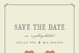 "Kiss + Kiss" - Save the Dates in Creme by Penelope Poppy - Close-Up