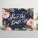 "Floral Vignette" - Save the Dates in Midnight by Kristen Smith - Front