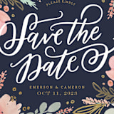 "Floral Vignette" - Save the Dates in Midnight by Kristen Smith - Close-Up