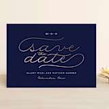 "Modern Metal" - Save the Dates in Navy by Alaina Cherup - Front