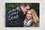 "Perfectly Stated" - Save the Dates in Snow by Sandra Picco Design - Front