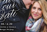 "Perfectly Stated" - Save the Dates in Snow by Sandra Picco Design - Close-Up