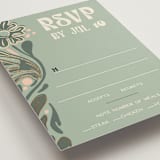 "Nouveau Frame" - RSVP Cards in Sage by GeekInk Design - Detail