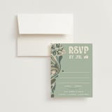 "Nouveau Frame" - RSVP Cards in Sage by GeekInk Design - RSVP with Envelope