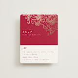 "Double Peony" - RSVP Cards in Ruby by Janean Hinger - Front