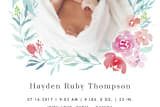 "Watercolor Floral Laurel" - Birth Announcements in Tiffany by Qing Ji - Close-Up