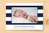 "Classic Stripe" - Birth Announcements in navy by Sarah Brown - Front