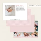 "Center Stage" - Birth Announcements in Pebble by Olivia Raufman - Back of Card