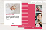 "Sweet Arrival" - Birth Announcements in Hot Pink by Karen Glenn - Back of Card