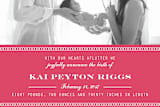 "Sweet Arrival" - Birth Announcements in Hot Pink by Karen Glenn - Close-Up