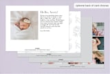 "Monogram Detail" - Birth Announcements in Fog by Ellis - Back of Card