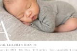 "Monogram Detail" - Birth Announcements in Fog by Ellis - Close-Up