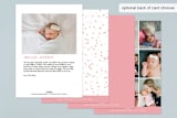"Hopscotch" - Birth Announcements in Strawberry by Carrie ONeal - Back of Card