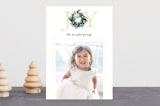 "Joyful Evergreen Wreath" - Retired Holiday Cards in Cream by Paula Pecevich - Front