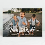 "Script Merry and Bright" - Retired Holiday Cards in Snow by Jamie Schultz Designs - Front