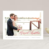 "Married Christmas Script" - Retired Holiday Cards in Poinsettia by Hooray Creative - Front