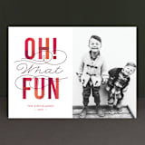 "Oh! What Fun" - Retired Holiday Cards in Cranberry by Ann Gardner - Front
