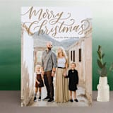 "Hand Lettered Merry Christmas" - Retired Holiday Cards in Tan by Alicia Schultz - Front