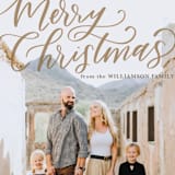 "Hand Lettered Merry Christmas" - Retired Holiday Cards in Tan by Alicia Schultz - Close-Up