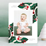 "Greenery Abound" - Retired Holiday Cards in Cranberry by Lehan Veenker - Front