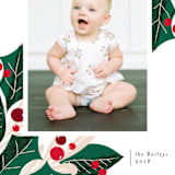 "Greenery Abound" - Retired Holiday Cards in Cranberry by Lehan Veenker - Close-Up