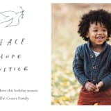 "Peace Hope Justice" - Retired Holiday Cards in Snow by June Letters Studio - Close-Up