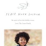 "Peace Hope Justice" - Retired Holiday Cards in Snow by June Letters Studio - Close-Up