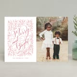 "Merry and Bright Hand-lettering" - Retired Holiday Cards in Strawberry by Nicole Barreto - Front