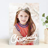 "Vintage Christmas Script" - Retired Holiday Cards in Snow by Melissa Egan of Pistols - Front