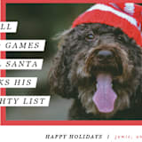 "Santa's Pet" - Retired Holiday Cards in Cherry by Pixel and Hank - Close-Up