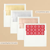 "THE JOYS" - Retired Holiday Cards in Cardinal by Melanie Kosuge - Envelope Liners